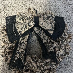Elegant Black and Cream Burlap Wreath
